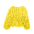 thumbnail image 5 of JGGSPWM Women's Cozy Shaggy Faux Furry Winter Outwear: Warm Long Sleeve Coat Jacket Yellow XL, 5 of 6