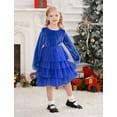 thumbnail image 5 of IDOPIP Toddler Baby Girls Christmas Velvet Dress Long Sleeve Ruffle Tulle Princess Dress, 5 of 9