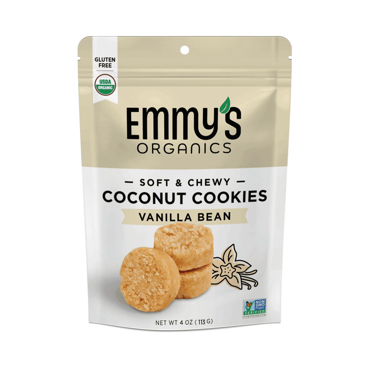 Emmy s Gluten-Free Coconut Cookies Vanilla Bean 4 oz. Bag