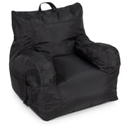 Big Joe Dorm Bean Bag Chair with Drink Holder and Pocket for Teens and Kids, Stretch Limo Black, Durable Easy-Clean Polyester Nylon Blend, 3 foot Gaming and Reading Nook Seat, Refillable