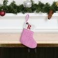 thumbnail image 4 of PONPRNGY Letter Embroidered Christmas Stocking, Personalized Pink Velvet Christmas Stocking, Family Holiday Decorations and Xmas Gift, 4 of 5