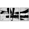 thumbnail image 3 of PixonSign Framed Canvas Print Wall Art Set Black & White Horizontal Brushstrokes Geometric Shapes Modern Art Alternative Dark Black and White for Living Room, Bedroom, Office - 24"x36"x3 White, 3 of 5