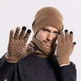 thumbnail image 4 of Unisex Womens&Mens Adult Winter Warm Hat Gloves Neck Three Piece Set Winter Outdoor Cold Proof Plush Knitted Hat, 4 of 9