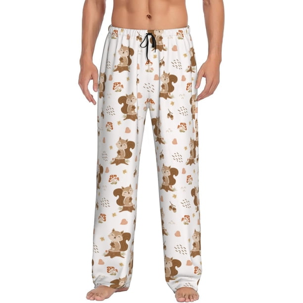 Balery Fall Squirrel Pantalones de pijama para hombre, pijama ultraligero, pantalón de descanso-3X-Large