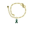 thumbnail image 2 of Delight Jewelry Silvertone Green Ribbon Gold-tone Paw Infinity Link Chain Bracelet, 6"+2" Extender, 2 of 3