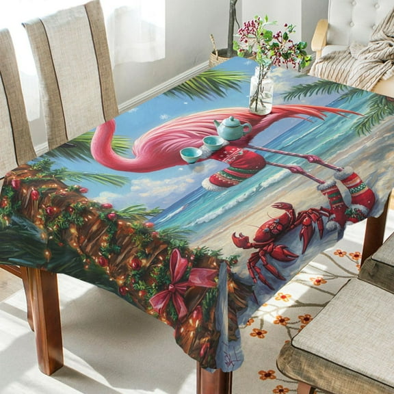 YAZAOO Square Tablecloth Chrismas Flamingo Pattern Tableclothes