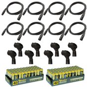Kingdom Wireless Microphone Accessory Package for AVTronics SYSM8H with 80 AAA Batteries, 8 Microphone Clips, and 8 XLR3 Cables