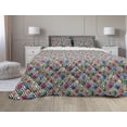 thumbnail image 1 of Geometric Comforter & Sham Bedding Set, Lively Colored and 3D Styled Diamond Gemstone on Black and White Backdrop, 3 pcs Duvet Set Microfiber Filling Quilt, 5 Sizes, Multicolor, by Ambesonne, 1 of 4