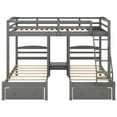 thumbnail image 6 of Newest Full Over Twin & Twin Triple Bunk Bed with Drawers, Gray 3-in-1 Bunk Bed with Storage, Space Saving Triple Sleeper for Large Families or Guest Rooms, 6 of 10