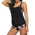 thumbnail image 3 of Zando Womens 2 Piece Tankini Bathing Suits for Women Floral Swimsuits Tummy Control Double-Layer Backless Tankini Top with Bikini Bottom Black Pink Sakura L, 3 of 5