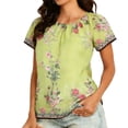 thumbnail image 1 of Tops sin Mangas de las Mujeres Reunidos Cuello Redondo Impreso de Gasa para el Uso Casual, las Fiestas Y la Moda Cotidiana, 1 of 7