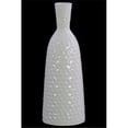 thumbnail image 1 of Urban Trends Collection 14921 Ceramic Round Vase with Trumpet Neck, Engraved Diamond Design Body & Flared Bottom, Gloss Finish - White, 1 of 1