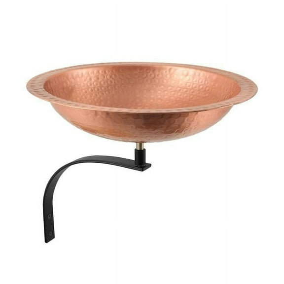 Achla Designs  Hammered Solid Copper Birdbath w/Wall Mount Bracket, 12.25 Inch Tall, Satin Copper