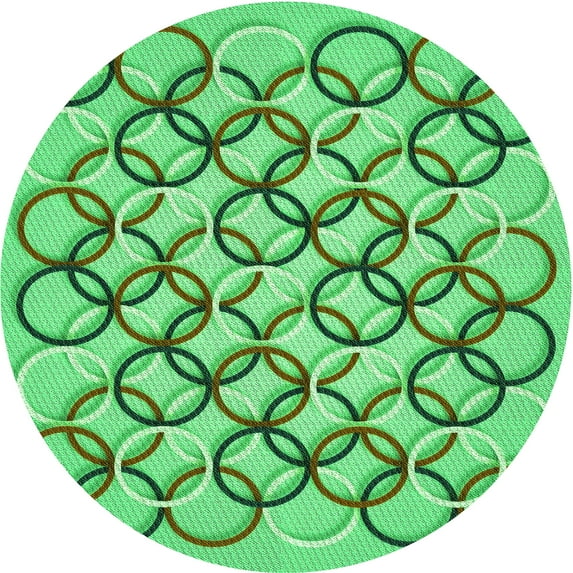 Ahgly Company Indoor Round Patterned Dark Lime Green Area Rugs, 6' Round