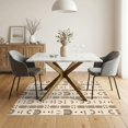 thumbnail image 3 of ODIKA 5'x7' Beige Brown Modern Geometric Abstract Washable Area Rug Contemporary Minimalist Scandinavian Style Grid Non-Slip, Low Pile, Stain Resistant for Guest Room, Lounge, Apartment, 3 of 7