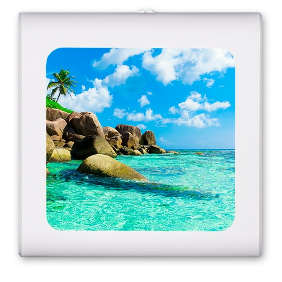 Plug in Dimmable LED Night Light with Dusk to Dawn Auto Sensor, Adjustable Brightness, Warm Light, Auto On/Off Nightlight for Bathroom, Hallway, Nursery, Bedrooms - Rocky Beach Cliff