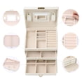 thumbnail image 2 of REGALWOVEN 3 Layer PU Leather Jewelry Box Organizer Storage with Mirror for Women Girl Birthday Gift White 17.5*14*13cm, 2 of 8