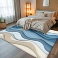 thumbnail image 5 of 5x7 Area Rugs, Blue Beige Ombre Non-Skid Rubber Backing Large Rectangle Rugs - Living Room Bedroom Home Office, Modern Abstract Moire Art Geometric Indoor Floor Mat Carpets Washable Rug, 5 of 9