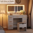 thumbnail image 3 of GloryStar Large Mirror Vanity Desk, 45.9-Inch Makeup Table with Dimmable Lights, 8 Drawers, and Power Outlet, 3 of 9