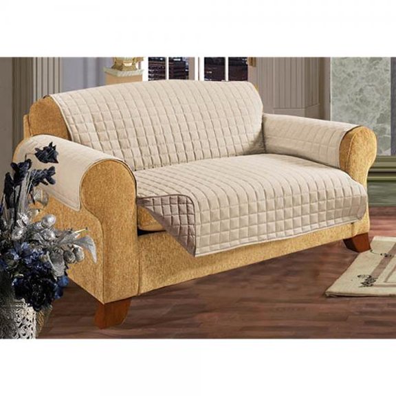 Reversible Furniture Protector Elegant Comfort® Slipcover/Furniture Protector Great for Pets & Children with STRAPS TO PREVENT SLIPPING OFF, Sofa Size, Cream/Taupe