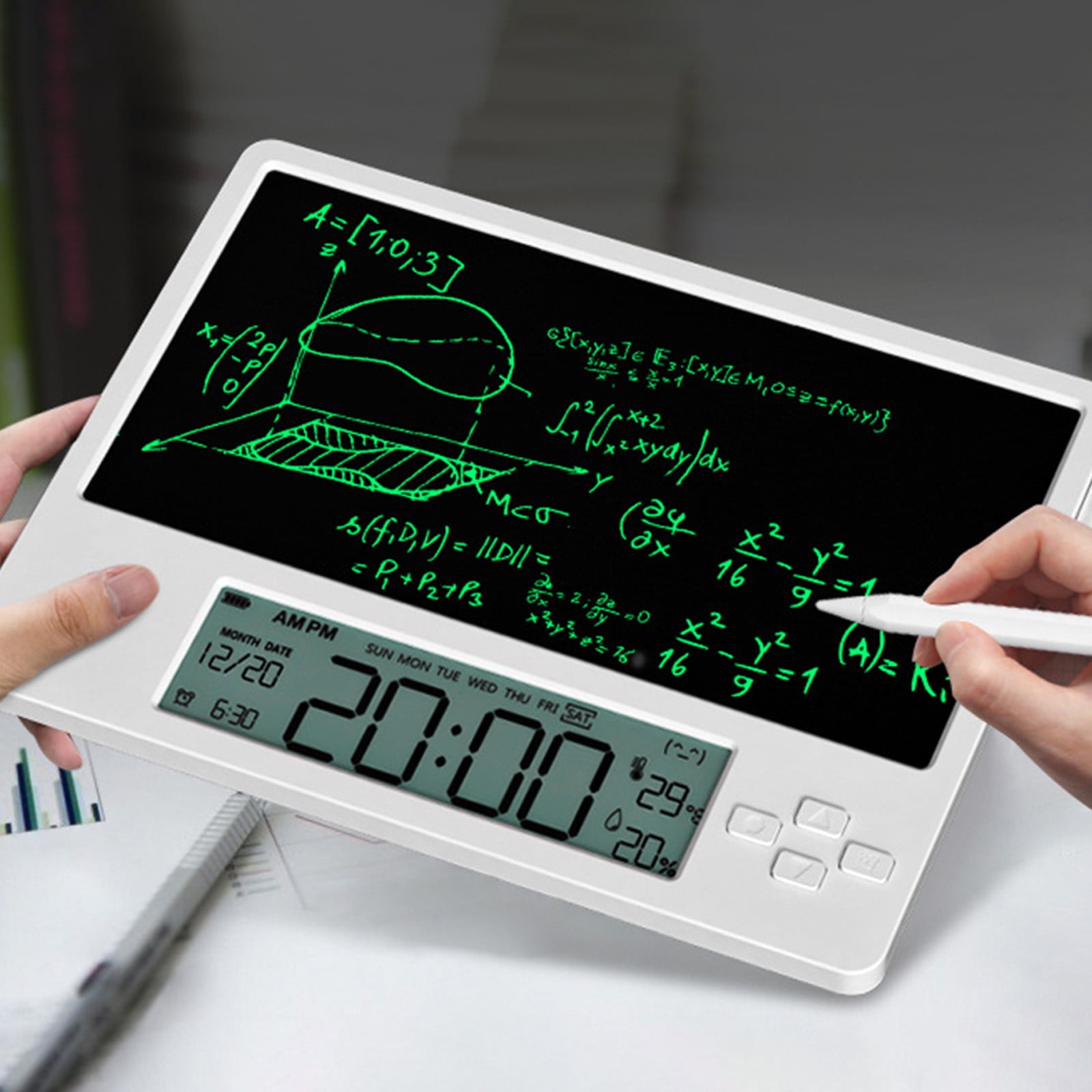 Clearance! VALSEEL Alarm Clock Multifunctional LCD Writing Tablet , Calendar/electronic Clock/alarm/memo, Smart Temperature and Humidity Sensing, Universal for Office Home and Learning