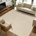 thumbnail image 3 of Cream 5x7 Area Rugs, Farmhouse Burlap Solid Beige Color Modern Linen Texture Non-Skid Rubber Backing Large Rectangle Rugs - Living Room Bedroom Home Office, Indoor Floor Mat Carpets Washable Rug, 3 of 9