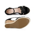 thumbnail image 5 of BLISSFUL STEP Women's Ankle Strap Wood Wedges Platform Wedge Sandals Black 5.5, 5 of 8