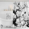thumbnail image 3 of Chinese Painting Shower Curtain, Waterproof Shower Curtains for Bathroom, Traditional Culture Cool Bird Tree Branch Washable Fabric Bathtub Curtain Set Bath Decor with 12 Hooks Long 72"x84", 3 of 8
