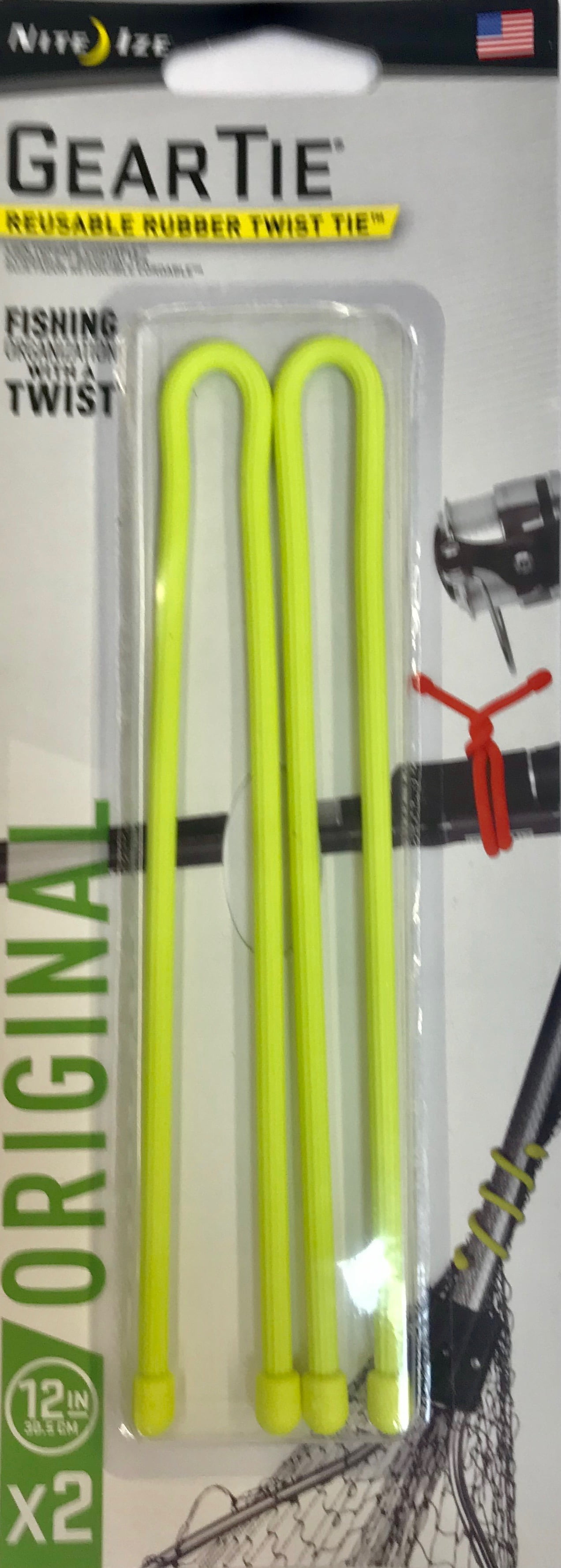 Nite Ize Gear Tie 12" Twist Tie, Neon Yellow, 2 Pack
