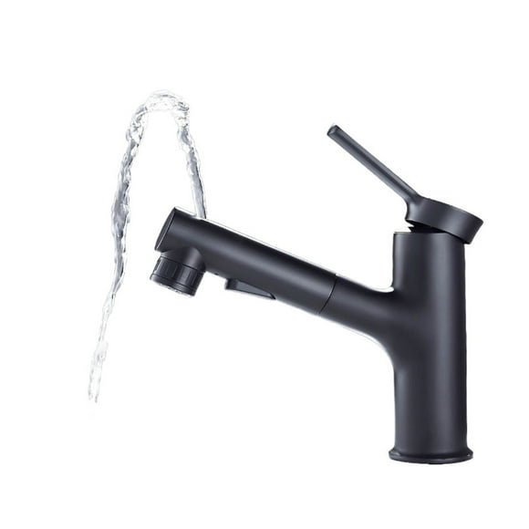Faucet Bathroom Hot Cold Water Washbasin Pull Out Lift Mixer Tap, 360° Basin Kitchen Sink Faucet Household Silver Black Gray ,Versatile Features