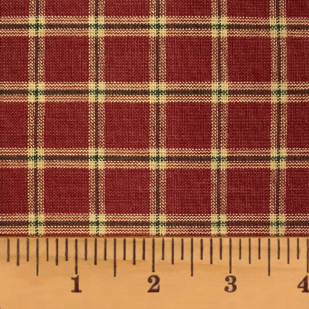 JCS Vintage Christmas 3 Red Green Plaid Homespun Cotton Fabric Sold by the Yard