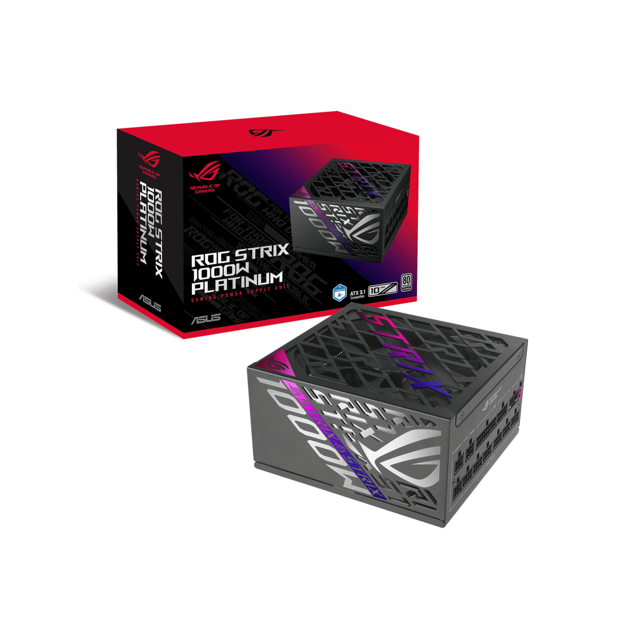 ASUS ROG Strix 1000W Platinum -Fully Modular Power Supply, 80 Plus Platinum Certified, ATX 3.1, Cybenetics Lambda A+, GaN MOSFET, GPU-First Intelligent Voltage Stabilizer