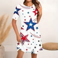 thumbnail image 2 of Womens American Flag Dress 4Th of July Patriotic Shirt Elastic High Waist Mid Dress Round Neck Short Sleeve Sundress Usa Flag Star Printed Dresses Summer Beach Vacation Sun-Dress, 2 of 5