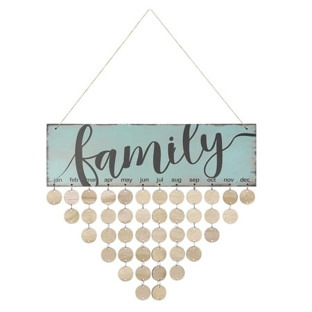 

Reminder Birthday Calendar Board Wooden Plaque Wall Hanging Heart Slice Discs Tag Family Decor
