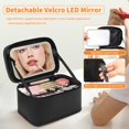 thumbnail image 3 of Bolsa de maquillaje OCHEAL con espejo LED y organizador, color negro, 3 of 8