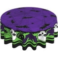 thumbnail image 1 of Halloween Tablecloth Skull Bats Round Table Cover Washable Table Cloth for Home Party Picnic Decorations, 1 of 5