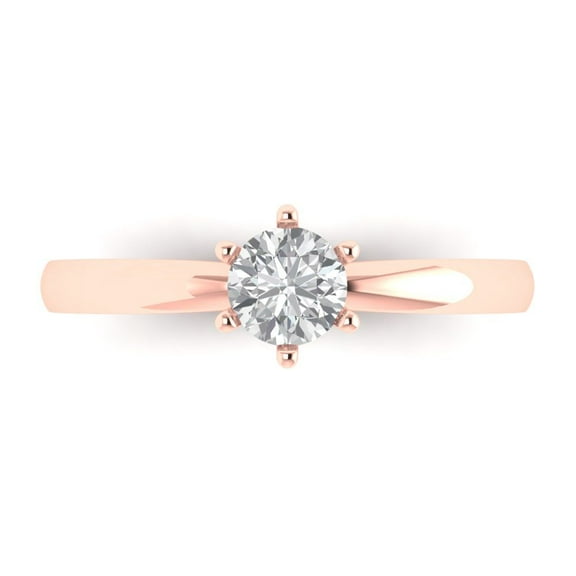 Clara Pucci 14K Rose Gold 0.5ct Moissanite Solitaire Ring for Women