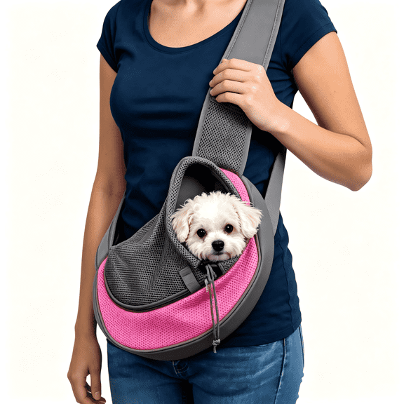 Breathable Mesh Dog Sling Carrier ,Adjustable Non-Slip Shoulder Strap Portable Pet Sling for Small Dogs, Cats & Puppy, Travel Safe Pet Shoulder Bag