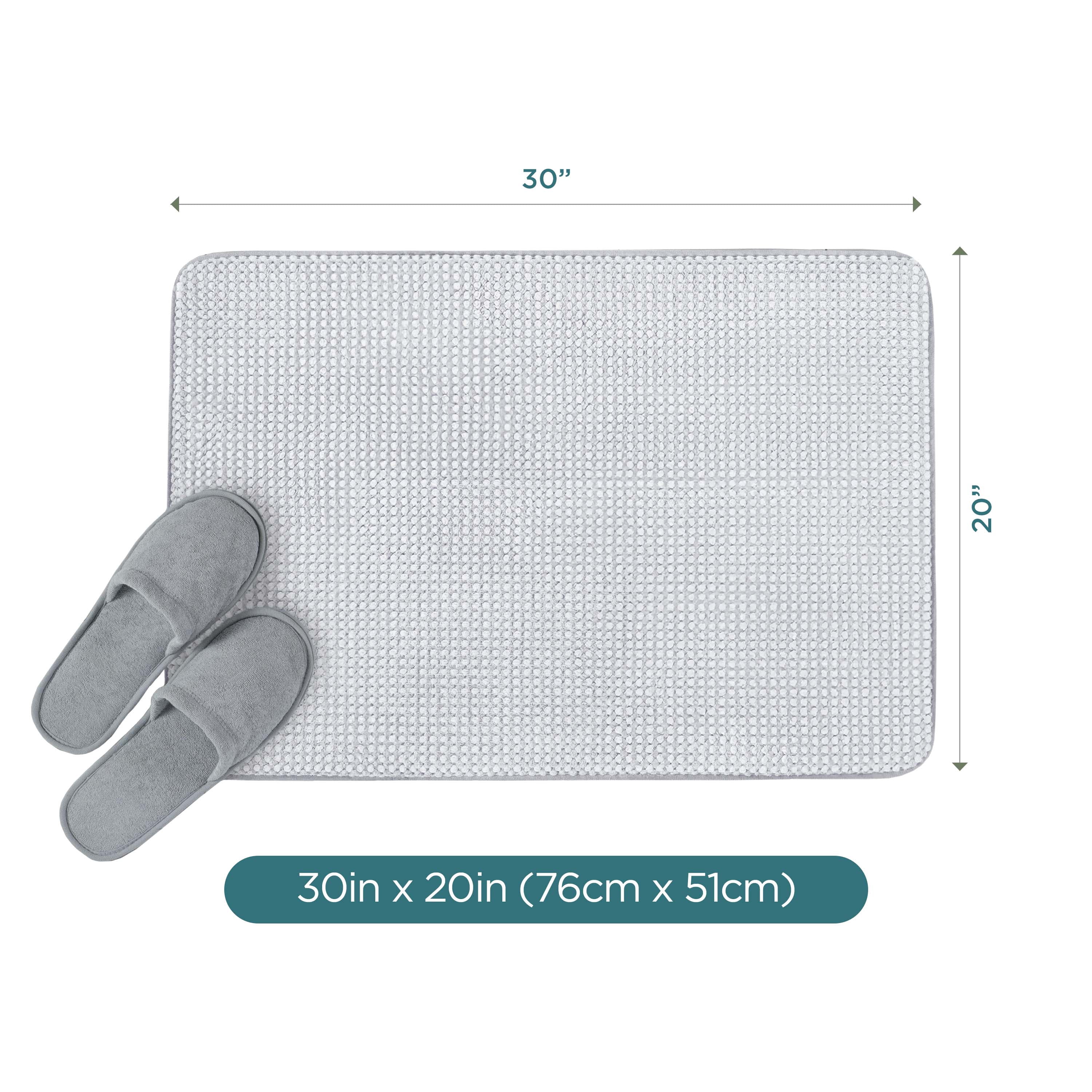 Vellux Bliss Memory Foam Bath Rug, 20" x 30", Light Grey