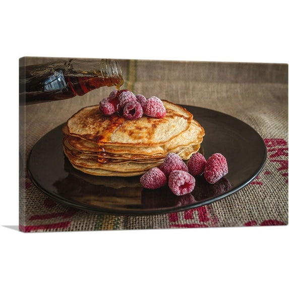 ARTCANVAS Pancakes With Berries Home decor Canvas Art Print - Size: 40" x 26" (0.75" Deep)