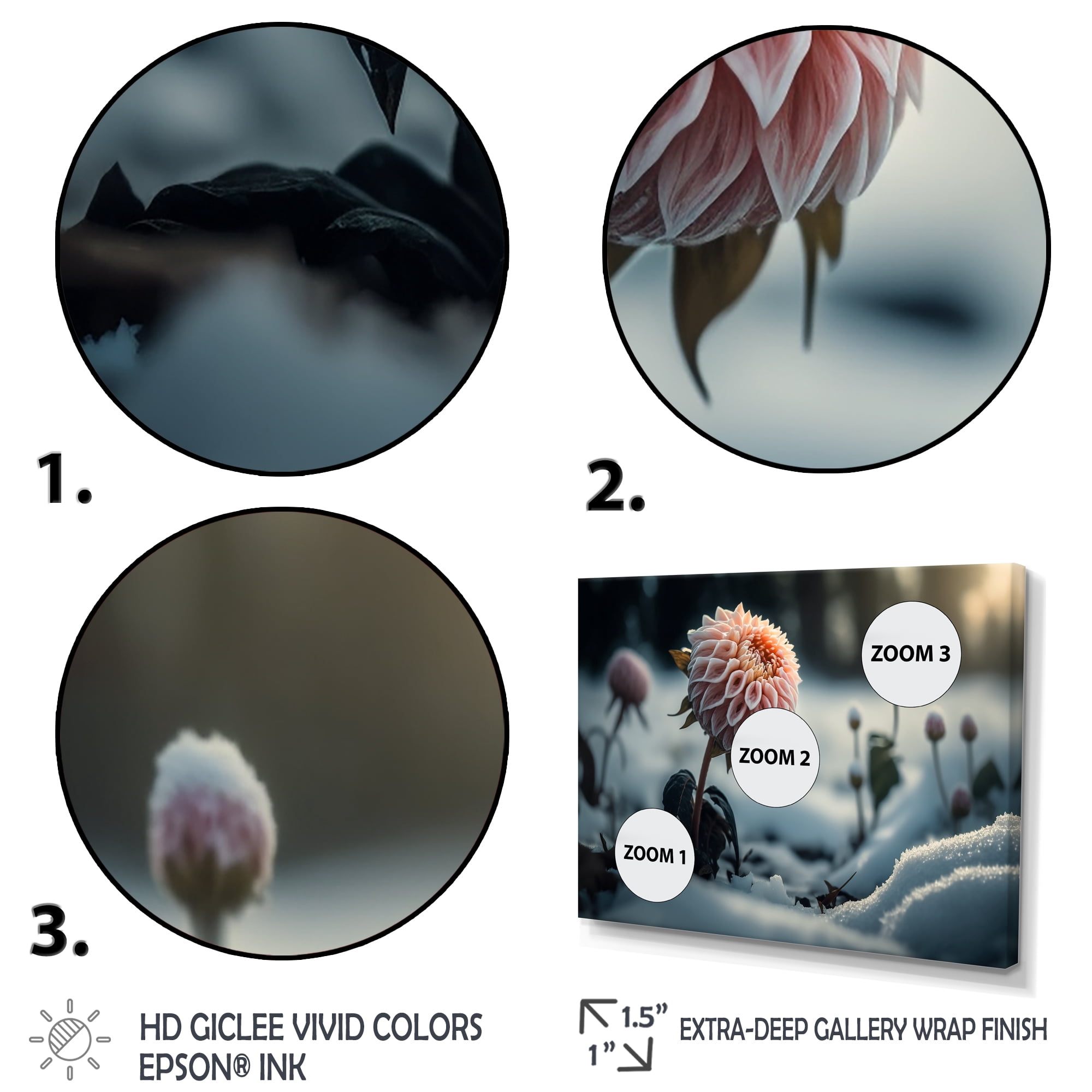 Designart A Blooming Pink Dahlia Flower In Winter I Canvas Wall Art