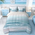 thumbnail image 3 of Manfei Oil Painting Ocean Wave Bedding Comforter Set for Kids Boys and Girls, Blue Coastal King Bedding Sets, Gray Reversible 7 Pieces, 3 of 6