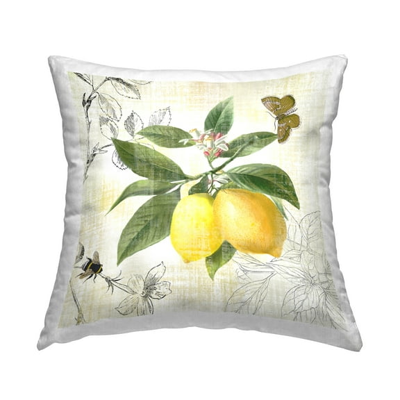 Stupell Industries Vintage Lemons & Insects Decorative Printed Throw Pillow Design by Nan