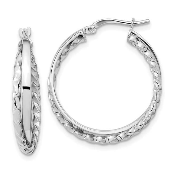 Primal Gold 14 Karat White Gold Textured Hinged Hoop Earrings