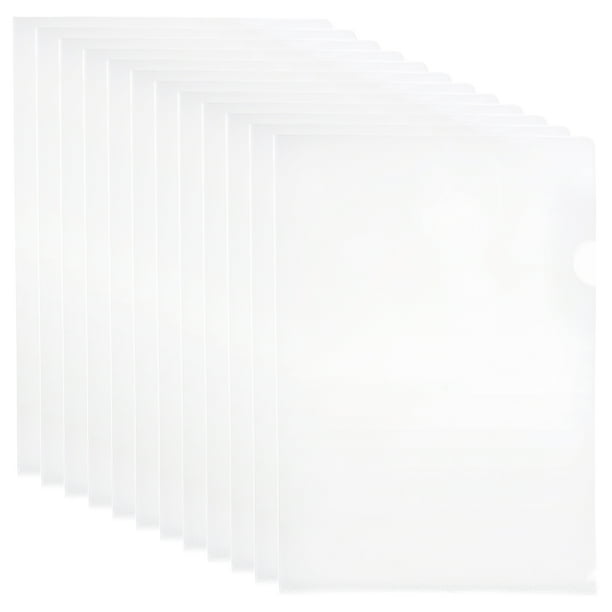PTOOTP Carpeta de plástico transparente tipo L para documentos, 12 unidades, con bolsillo para proyectos, tamaño carta/A4, transparente.