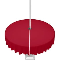 Outdoor Tablecloth Solid Red Color Round Patio Tablecloths 60 Inch, Waterproof Outside Table Cloths with Umbrella Hole and Zipper, Red Summer Table Cover for Outdoor Tables, Picnic,