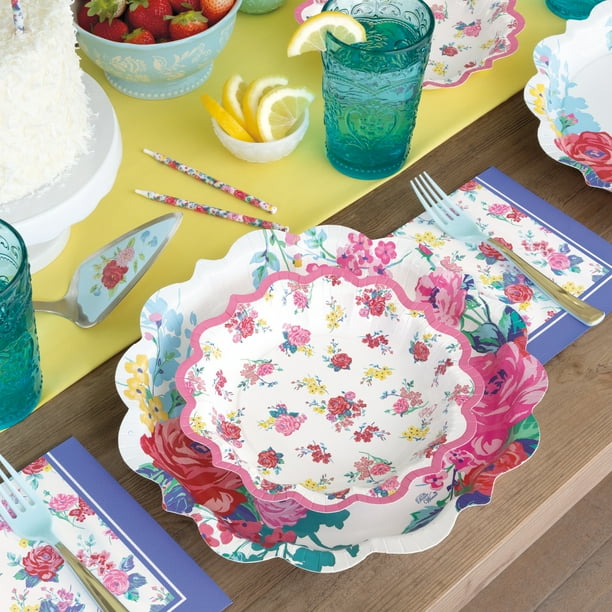 The Pioneer Woman Blue Cape Paper Dessert Plates 8in 12ct Walmart Business Supplies