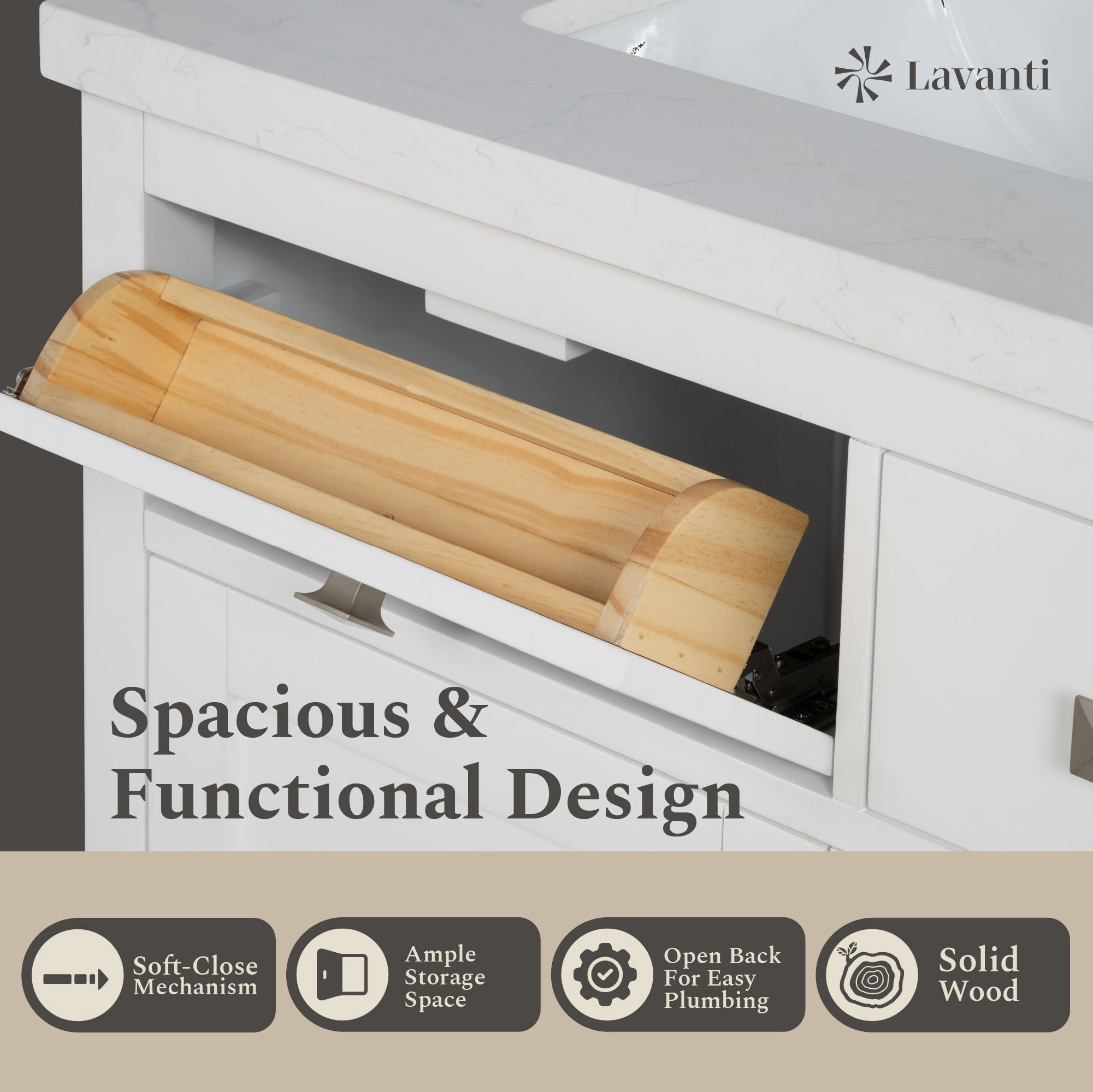 Lavanti Oakford Solidwood 30-inch Bathroom Vanity with Sink - Stylish White