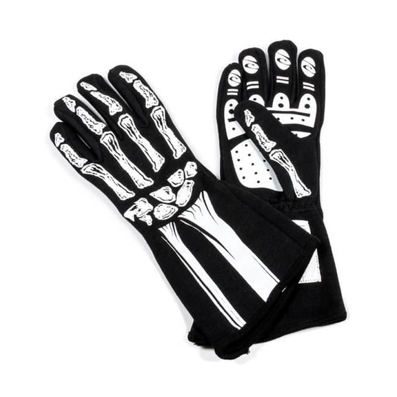 Single Layer White Skeleton Gloves, Extra Large