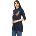 thumbnail image 6 of Phagun Stylish Tunic Blue Beautiful Embroidery Design Cotton Modal Top Wear - 4, 6 of 9